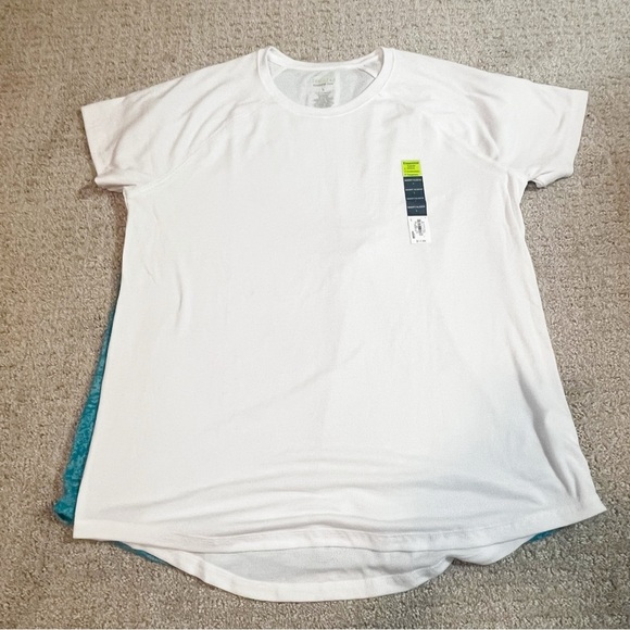 Share Tek Gear Women's Essential T-Shirt Raglan Tee Sz L Aqua Burnout White NEW - Picture 6 of 7